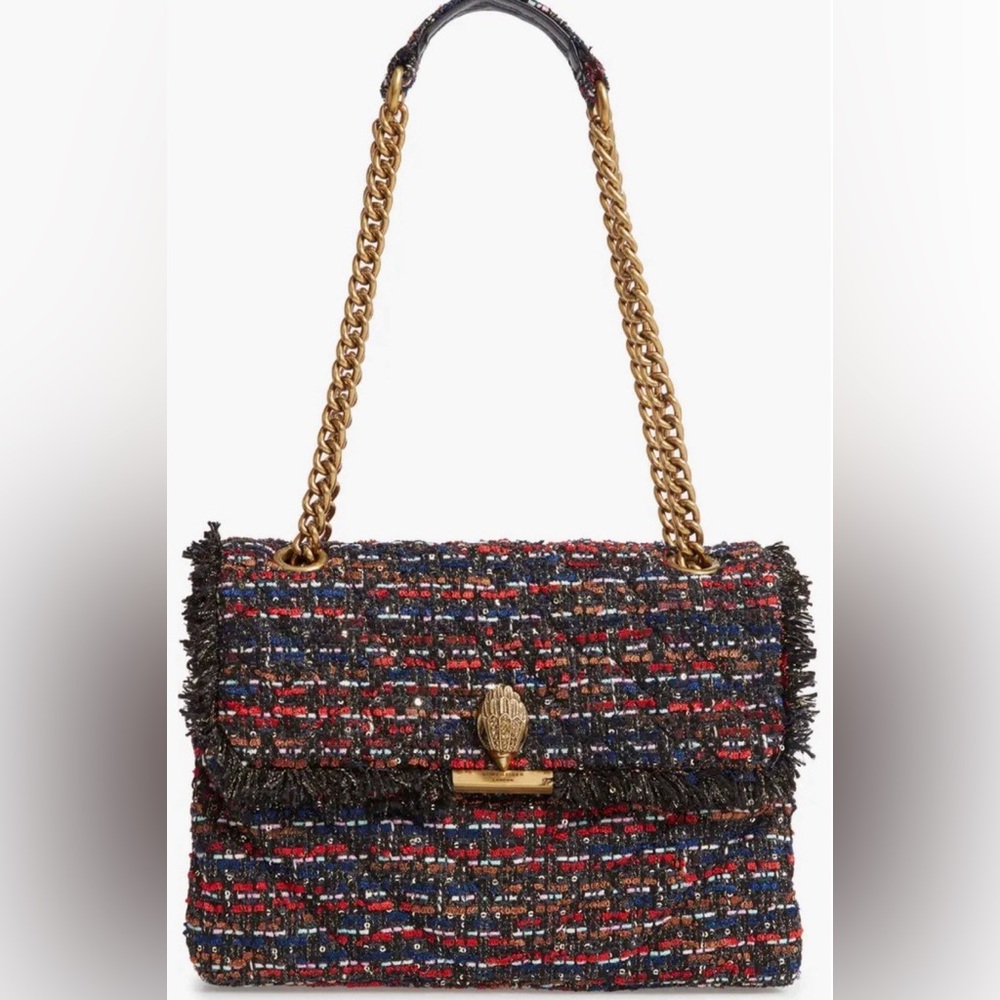 Kurt Geiger Multicolor Tweed Shoulder Bag with Gold Chain